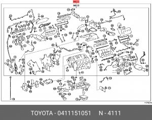 К-Т ПРОКЛАДОК ДВИГАТЕЛЯ 04111-51051 04111-51051 TOYOTA