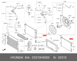 Радиатор HYUNDAI Solaris KIA Rio (17-) охлаждения двигателя АКПП OE 25310H5050 HYUNDAI KIA