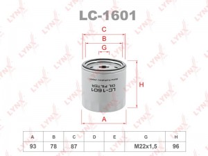Фильтр масляный подходит для FORD Fiesta IV 00/Focus I 98-04/Tourneo 02 1.8TD/Tr LC-1601 LYNXAUTO
