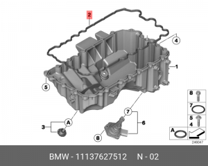 Прокладка BMW 1 (F20),2 (F22),3 (F30),4 (F32), 5 (F07,F10) картера масляного OE 11 13 7 627 512 BMW
