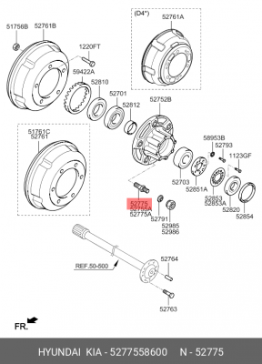 Шпилька колеса HYUNDAI HD65,78 (15-) дв.D4GA заднего OE 5277558600 HYUNDAI KIA
