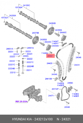 Цепь привода ГРМ HYUNDAI/KIA 243212S100 HYUNDAI KIA