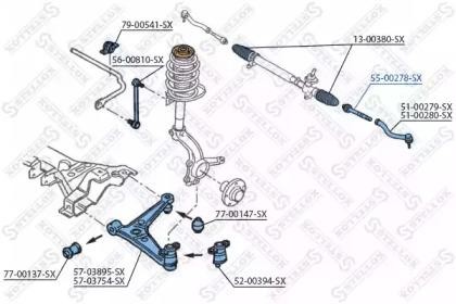 тяга рулевая!\ VW Sharan all 95> 55-00278-SX STELLOX