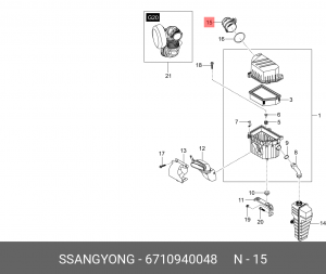 Датчик массового расхода воздуха SSANGYONG Actyon (10-),Actyon Sports (12-),Rext 6710940048 SSANG YONG