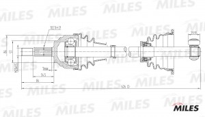 Привод в сборе левый RENAULT CLIO II/KANGOO I 1.2-1.6 97- (GKN 301899) GC01106 GC01106 MILES