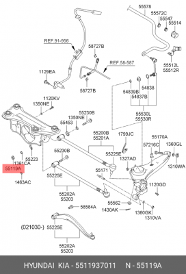 гайка подвески!\ Hyundai 5511937011 HYUNDAI