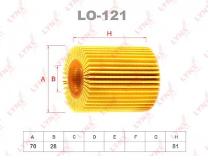 Фильтр масляный подходит для TOYOTA Auris 2.0D 07/Avensis 2.0D-2.2D 05/Rav 4 2.2 LO-121 LYNXAUTO
