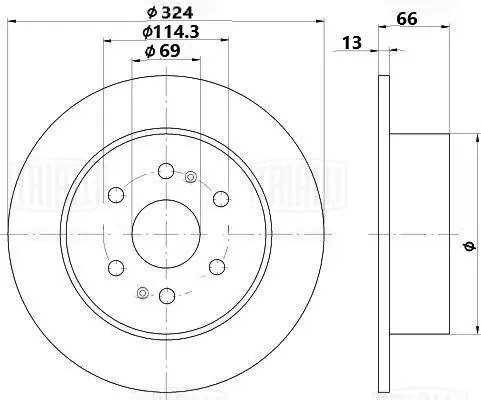 Диск торм. Kia Mohave (07-) зад. d=324 (DF 073209) DF 073209 TRIALLI