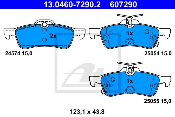 13.0460-7290.2 колодки дисковые задние!\ Toyota Yaris 1.0VVT-i/1.3VVT-i/D-4D 06> 13.0460-7290.2 ATE