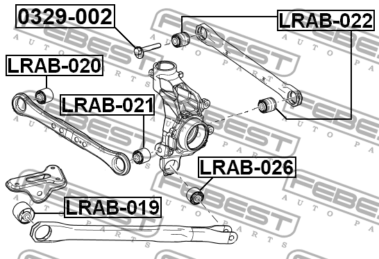 Болт с эксцентриком LAND ROVER FREELANDER II 2006-2014 0329-002 0329-002 FEBEST