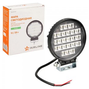 Фара светодиодная круглая, 24 LED рассеянный свет, 24W (112х112х37) 12/24V PLUS  ALED104 AIRLINE