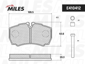 Колодки тормозные задние (Смесь Low-Metallic) FORD TRANSIT 06-/IVECO DAILY 01- ( E410412 MILES