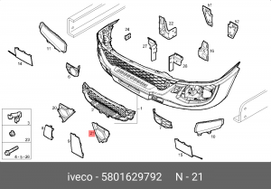 заглушка решетки бампера! левая\IVECO DAILY 14 5801629792 IVECO