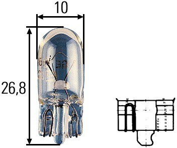 лампа! (W3W) 12V 3W W2.1X9.5d приборная панель, стеклянный цоколь\ 8GP003594-141 HELLA