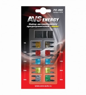 Предохранитель 5-30A флажковый MINI комплект 10шт. AVS 43733 AVS