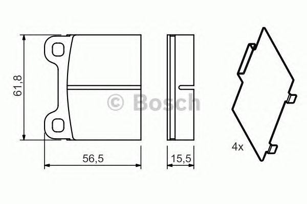 Колодки тормозные OPEL Senator A (78-80) задние (4шт.) BOSCH 0 986 466 302 BOSCH