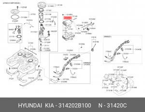 Адсорбер паров топлива HYUNDAI/KIA 314202B100 HYUNDAI KIA