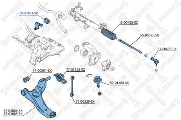 втулка стабилизатора переднего!\ Ford Tourneo Connect/Transit Connect 02> 7900103SX STELLOX