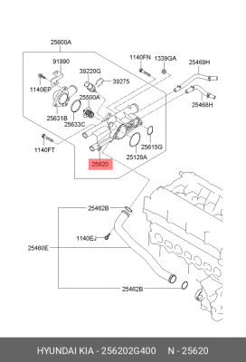 корпус термостата!\ Hyundai ix35 256202G400 HYUNDAI