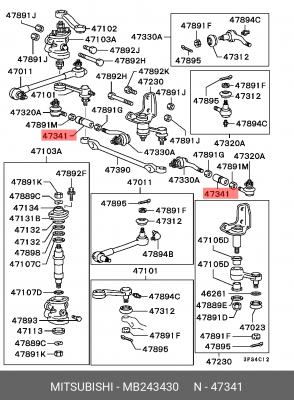 ТРУБКА НАКОНЕЧНИКА РУЛЕВОЙ ТЯГИ MB243430 MB243430 MITSUBISHI