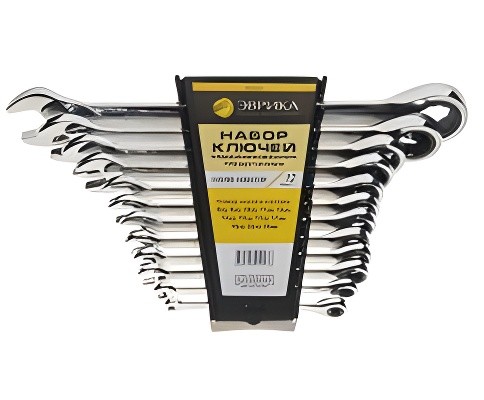 Набор ключей комбинированных 6-24мм трещоточных 12 предметов в холдере ЭВРИКА ER-20624 EVRIKA