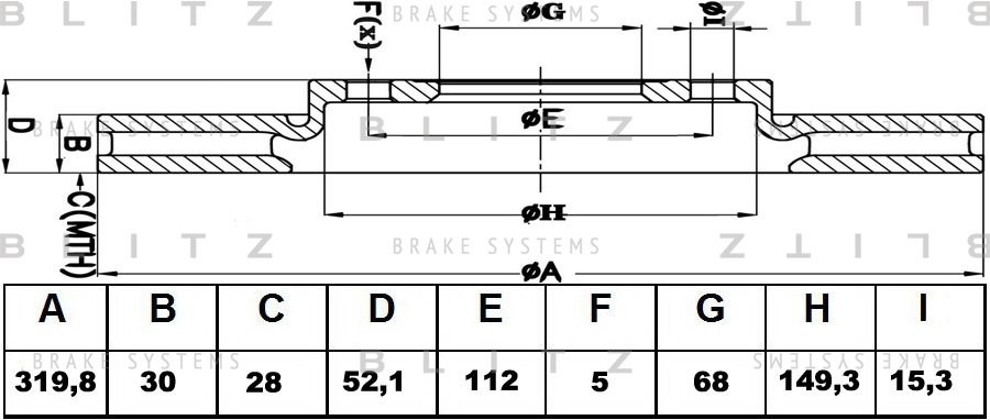Диск тормозной передний вентилируемый AUDI A4/A5/A6/A7/Q5 07- BS0329 BS0329 BLITZ