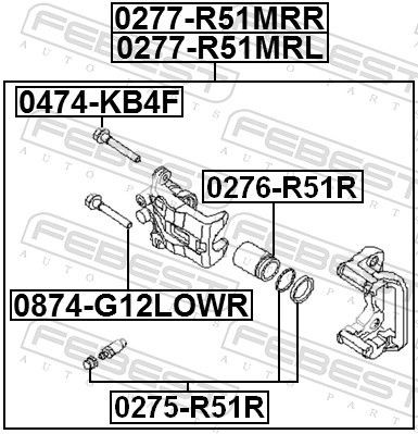 Суппорт задн правый NISSAN PATHFINDER R51M 2005.01-2014.11 0277-R51MRR 0277-R51MRR FEBEST