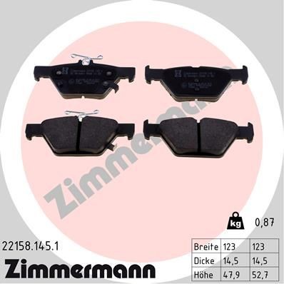 колодки дисковые !задн. 123x48x14 \ Subaru Outback 14> 221581451 ZIMMERMANN