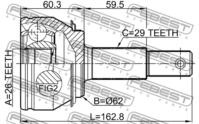ШРУС внешний NISSAN X-TRAIL T32 0210-T32R 0210-T32R FEBEST