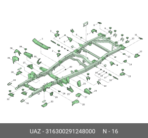 Ось УАЗ-3163 Патриот переднего конца рессоры (ОАО УАЗ) 316300291248000 UAZ UAZ