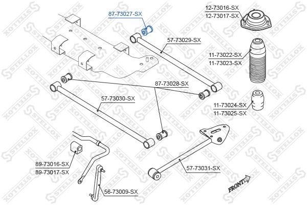 сайлентблок зад. рычага зад. внутр.!\ Daewoo Lacetti 04> 87-73027-SX STELLOX