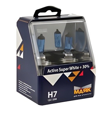 Лампа галогенная H7 12V 55W "Маяк" Active Super White (+30%) (2 шт.) 72720ASW+30 MAYAK