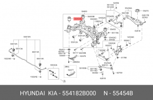 Сайлентблок HYUNDAI Santa Fe (05-) подрамника заднего OE 554182B000 HYUNDAI KIA