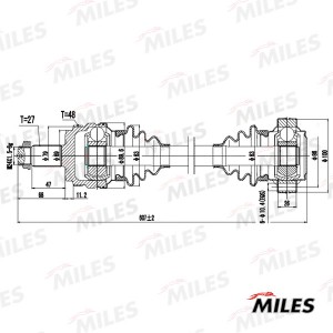 Привод в сборе левый BMW E90/E81/E87 1.8D-2.5 04- (GKN 304477) GC01024 GC01024 MILES