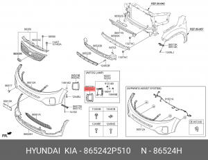 Рамка фары противотуманной KIA Sorento (12-) правая OE 865242P510 HYUNDAI KIA