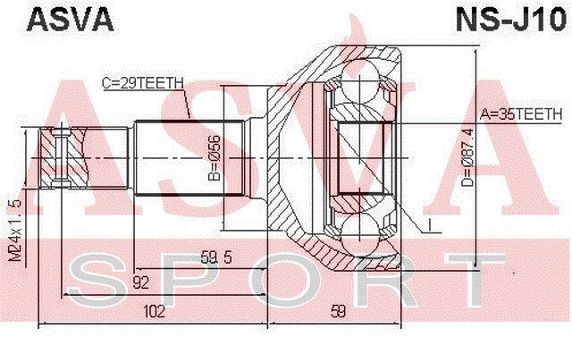 ШРУС НАРУЖНЫЙ [12] NSJ10 NS-J10 ASVA