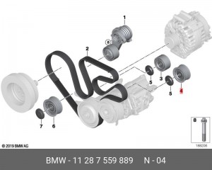 Ролик приводного ремня BMW 7 (F01,02),X6 (E71) обводной OE 11 28 7 559 889 BMW