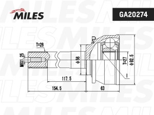 ШРУС наружный MITSUBISHI PAJERO 2.3D-3.0 -91 (GSP 839001) GA20274 GA20274 MILES