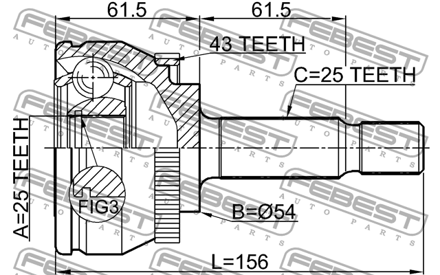 ШРУС 2710-V40A43 2710-V40A43 FEBEST