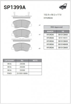 Колодки тормозные дисковые Hyundai Solaris/Accent,Kia Rio all 11 SP1399A SP1399A SANGSIN