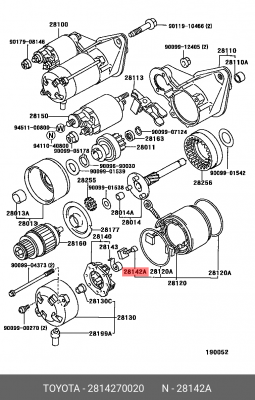 Щетки стартера 28142-70020 28142-70020 TOYOTA