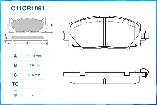 Тормозные колодки передние Low Metallic C11CR1091 C11CR1091 CWORKS