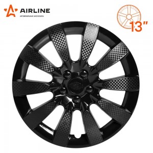 Колпаки колесные декоративные R13 черный глянец "AIRLINE" Торнадо (2 шт.) AWCC-13-09 AIRLINE