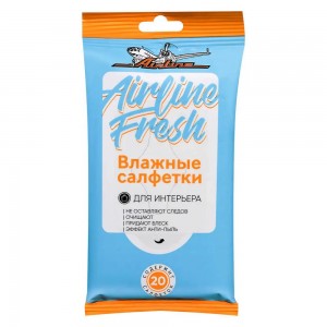 Салфетки влажные для салона "AIRLINE" (20 шт.) AN-S-01 AIRLINE