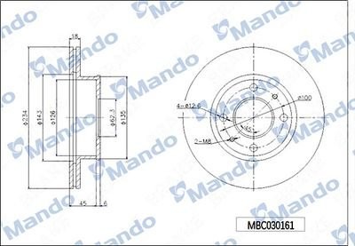 Диск тормозной HYUNDAI Elantra (00-),Matrix передний (1шт.) MANDO MBC030163 MANDO