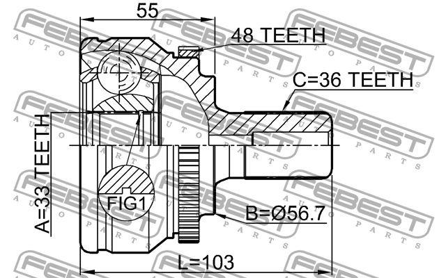 ШРУС 2710-S60A48 2710-S60A48 FEBEST