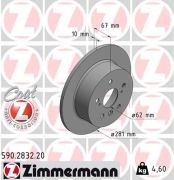 диск тормозной !задн. 281x10/67-5x114 \ Toyota Camry, Lexus ES 2.4/3.5 06> 590283220 ZIMMERMANN