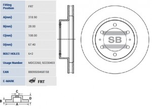 Диск тормозной TOYOTA Land Cruiser Prado (10-) передний (1шт.) SANGSIN SD4098 SANGSIN