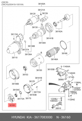 Щетка стартера AERO (пр-ль MIDO) 3617083000 HYUNDAI KIA