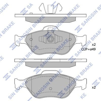 Колодки тормозные FORD FIESTA 9501/01/FUSION 01 передние SP1565 SP1565 SANGSIN